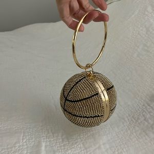 Rhinestone basketball Shaped Quirky Bag Purse Shoulder Handbag.